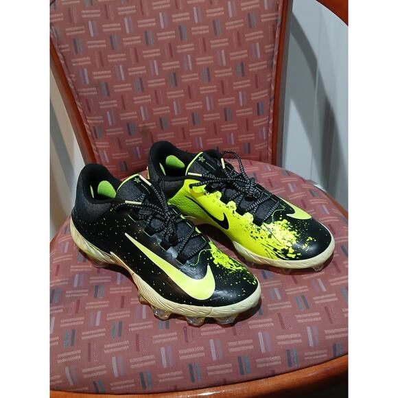 New Size 11 Nike Alpha Huarache Elite 4 Low MCS Baseball Black/Lime FV6096-001 - Picture 3 of 9